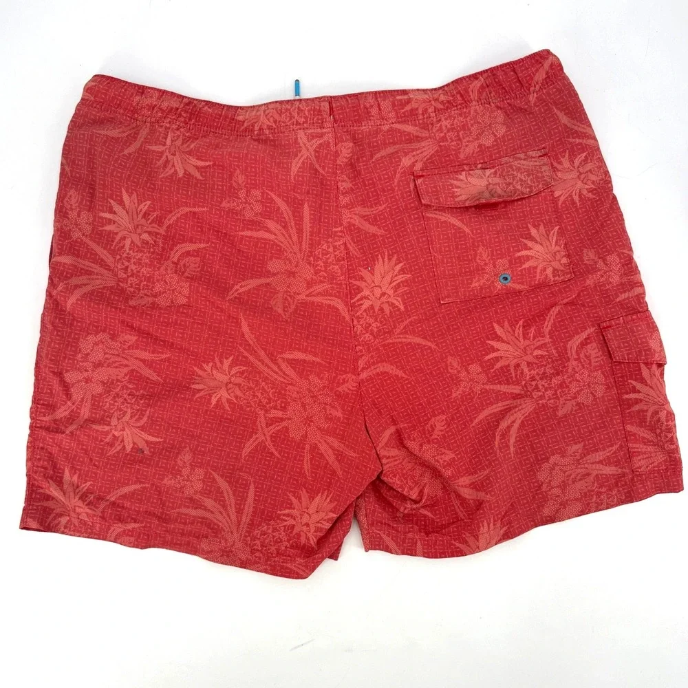 Tommy Bahama Swim Trunks Red Orange Pineapple Print‎ Size XL